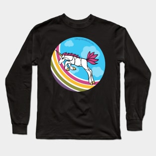 Rainbow Unicorn v4 — Dancing Uniquorn Illustration series Long Sleeve T-Shirt